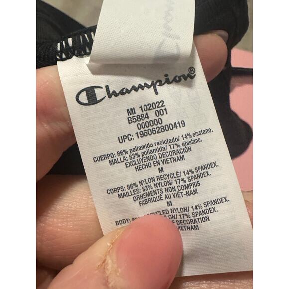 Champion Women's Medium Moisture Wick Black Soft Touch Light Support Sports Bra - Picture 13 of 14